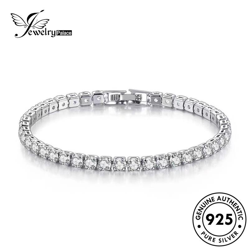 Jewelrypalace Gelang Perak925 Moissanite Asli Berlian Berkilau Wanita B8