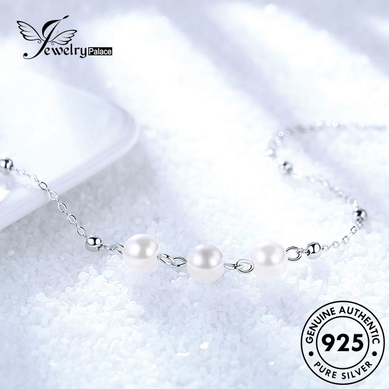 Jewelrypalace Gelang Tangan Mutiara Pearl Simple925 Bulat Wanita Perak Asli B36