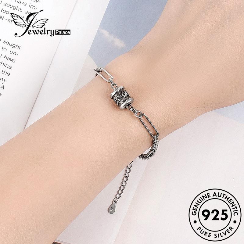 Jewelrypalace Lucky Perak925 Asli Motto Enam Karakter Gelang Wanita B204