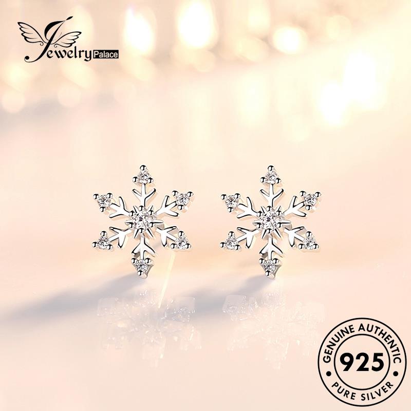 Jewelrypalace Sweet Snowflake Stud Berlian925 Anting Perak Wanita Moissanite Asli E6