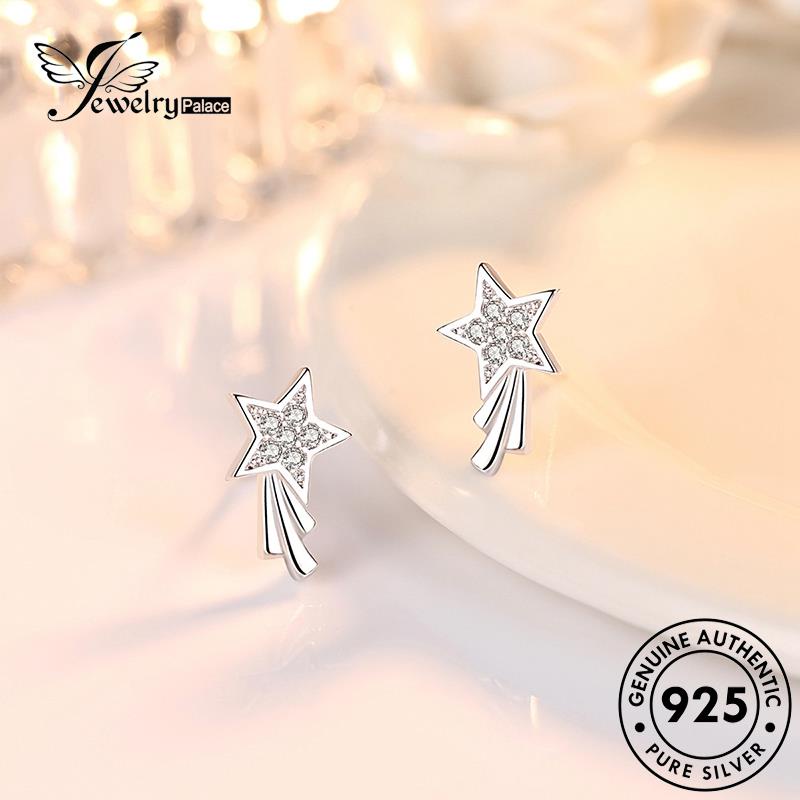Jewelrypalace Asli Anting925 Moissanite Berlian Stud Wanita Simple Perak Bintang Berujung Lima E182