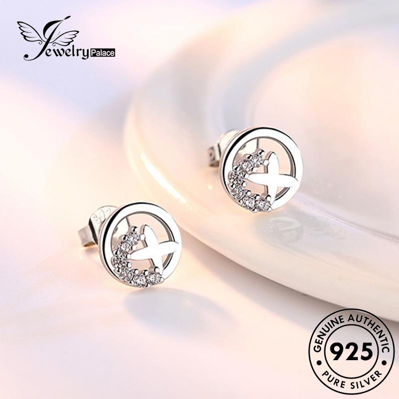 Jewelrypalace Perak Asli Berlian Bulat Moissanite Wanita Anting925 Kepribadian Stud E189