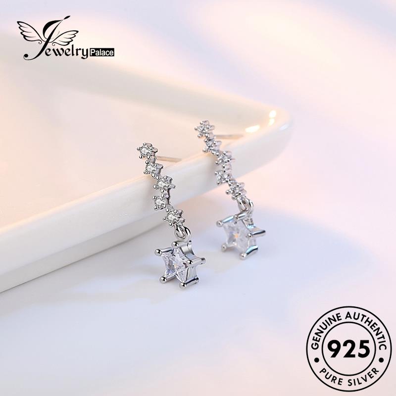 Jewelrypalace Original Anting Tusuk Perak925 Wanita Berlian Berujung Lima Kreatif Bintang Moissanite E263