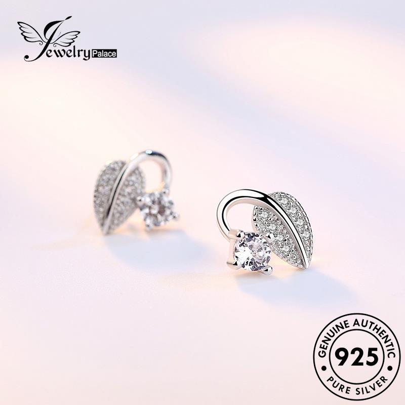 Jewelrypalace Daun Kepribadian Berlian Asli925 Wanita Perak Moissanite Stud Earrings E219