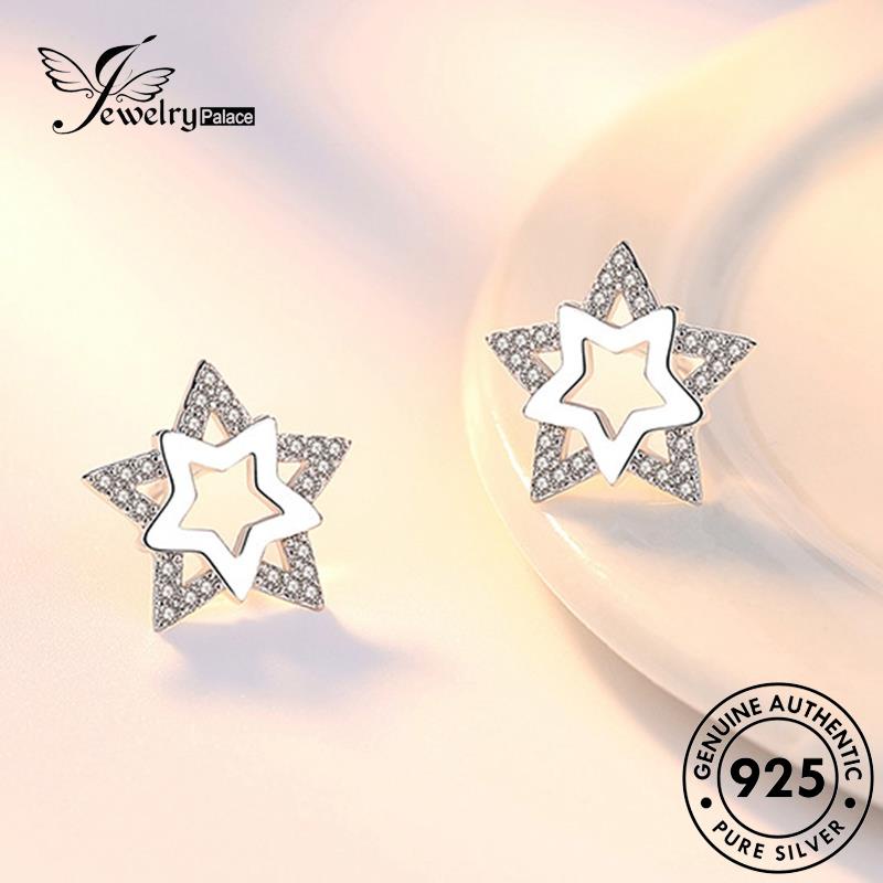 Jewelrypalace Asli Wanita Anting Bintang Berlian Perak Kepribadian925 Moissanite Stud E225