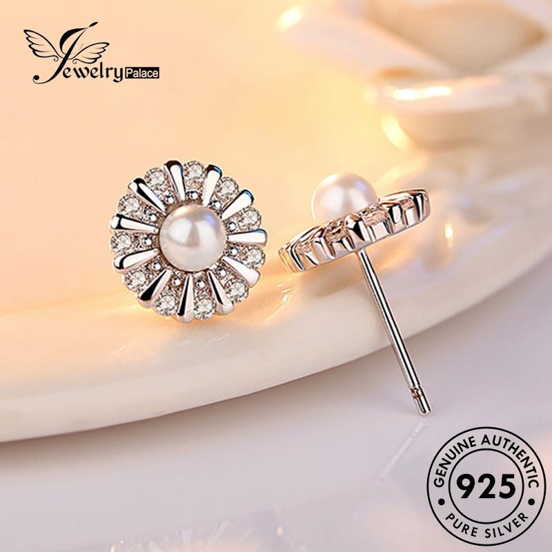 Jewelrypalace Perak Bunga Matahari Mutiara925 Anting Pribadi Asli Wanita Stud E229