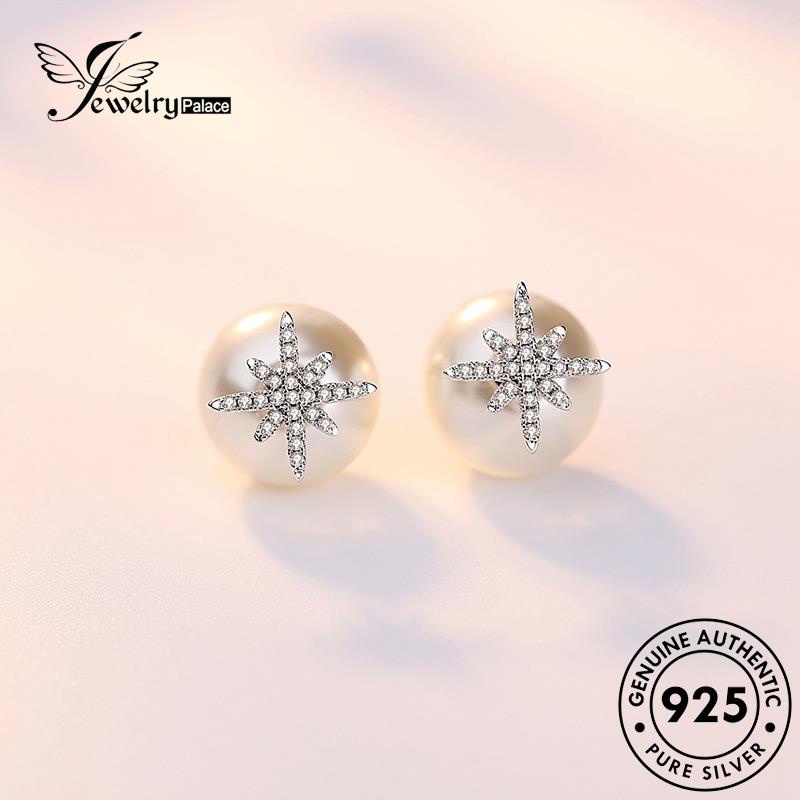 Jewelrypalace Star Wanita Stud Perak Asli Oktagonal925Mutiara Anting Simple E332