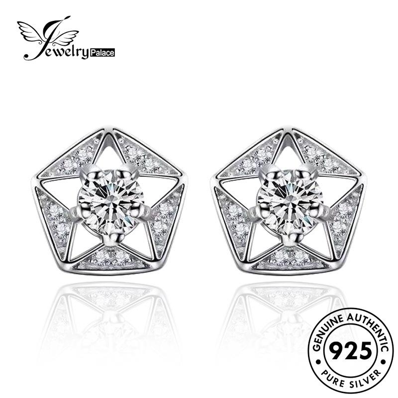 Perhiasantempat925anting Tusuk Retro Perak Asli Pentagram Amethyst Wanita E293