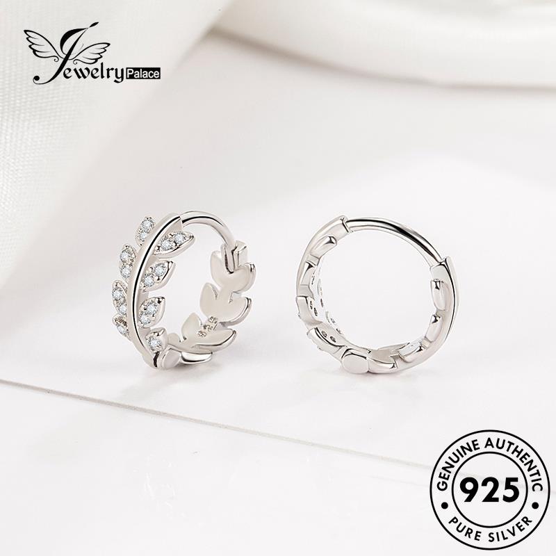 Jewelrypalace Kreatif Berlian Perak925 Hoop Emas Moissanite Asli Anting Daun Wanita E404