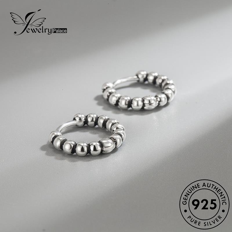 Jewelrypalace Manik-Manik Simple Asli925 Wanita Hoop Silver Anting Bulat E418