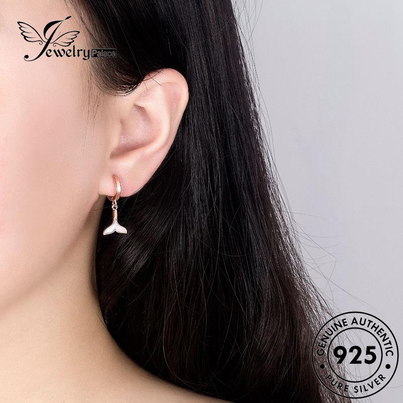 Jewelrypalace925 Anting Simple Emas Hoop Perak Wanita Asli Fishtail E422