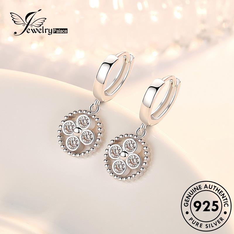 Jewelrypalace Asli Lingkaran Perak Wanita Simple Hoop Moissanite Anting Berlian925 E423