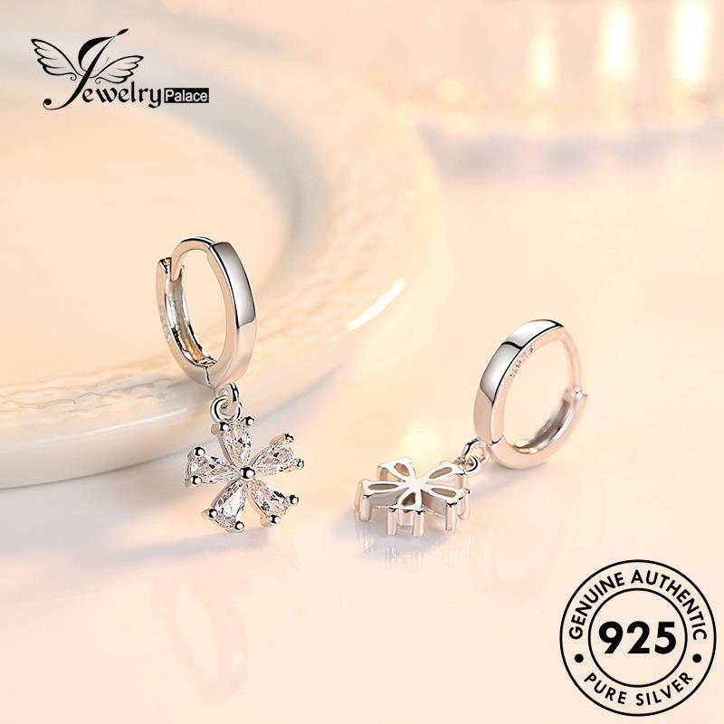 Jewelrypalace Berlian925Bunga Asli Moissanite Anting Wanita Temperamen Hoop Perak E366