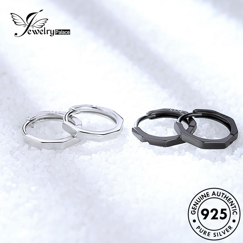 Jewelrypalace Anting Simple Wanita Perak925 Hoop Emas Asli Octagon E380