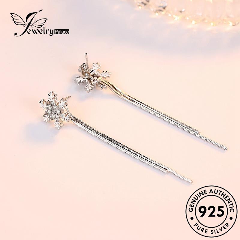 Jewelrypalace Snowflake925 Anting Moissanite Perak Wanita Berlian Fashion Stud Asli E442