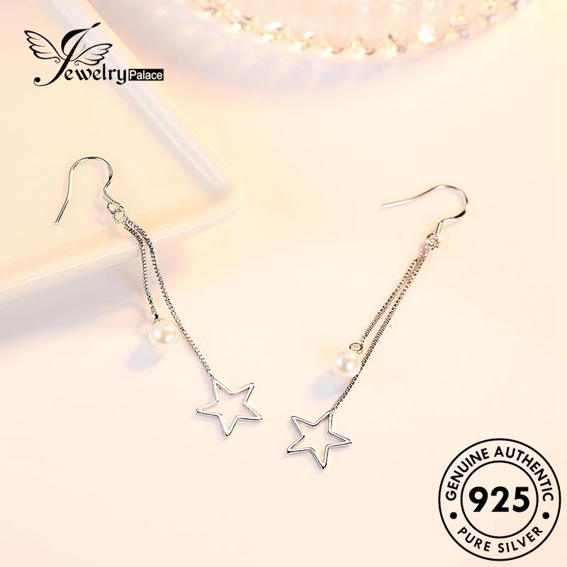 Jewelrypalace Perak Berujung Lima Anting Kait Wanita Temperamen Asli Bintang925Mutiara E453