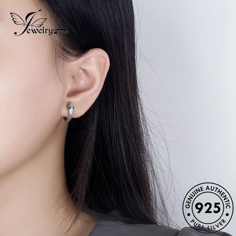 Jewelrypalace Hoop Berlian Art Asli925 Dan Moissanite Anting Wanita Sastra Perak E424