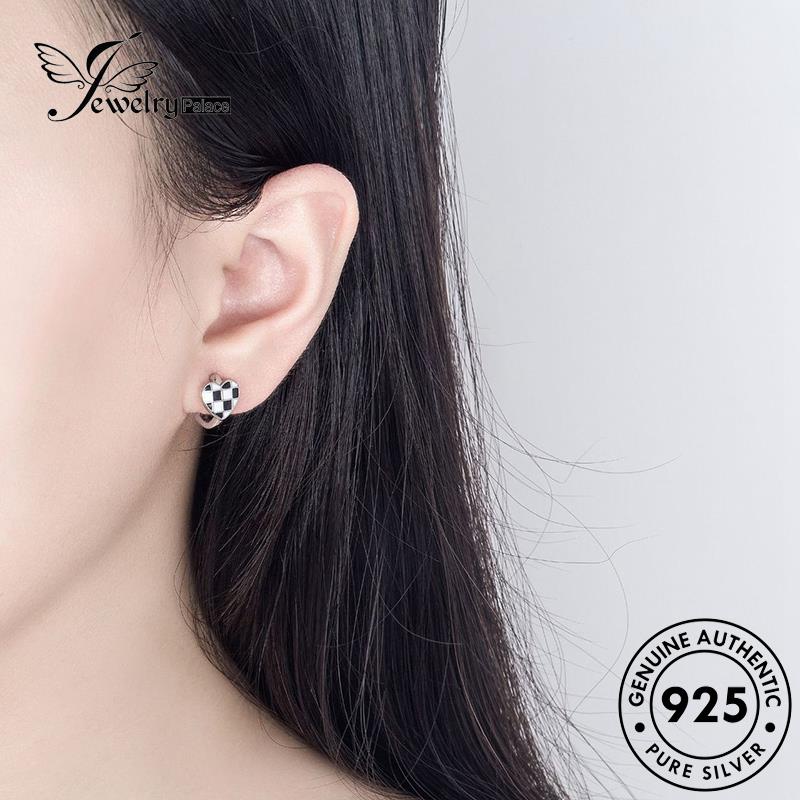 Jewelrypalace Perak Wanita Asli925Hati Anting Hoop Canggih E433