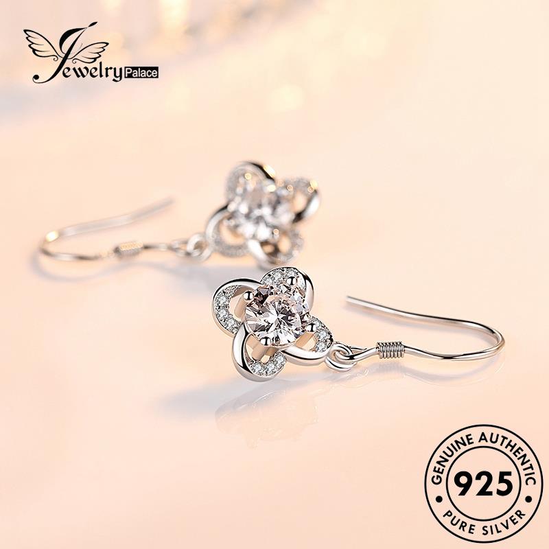 Jewelrypalace Simple Moissanite Perak Empat Kait Daun925 Anting Wanita Berlian Asli Clover E518