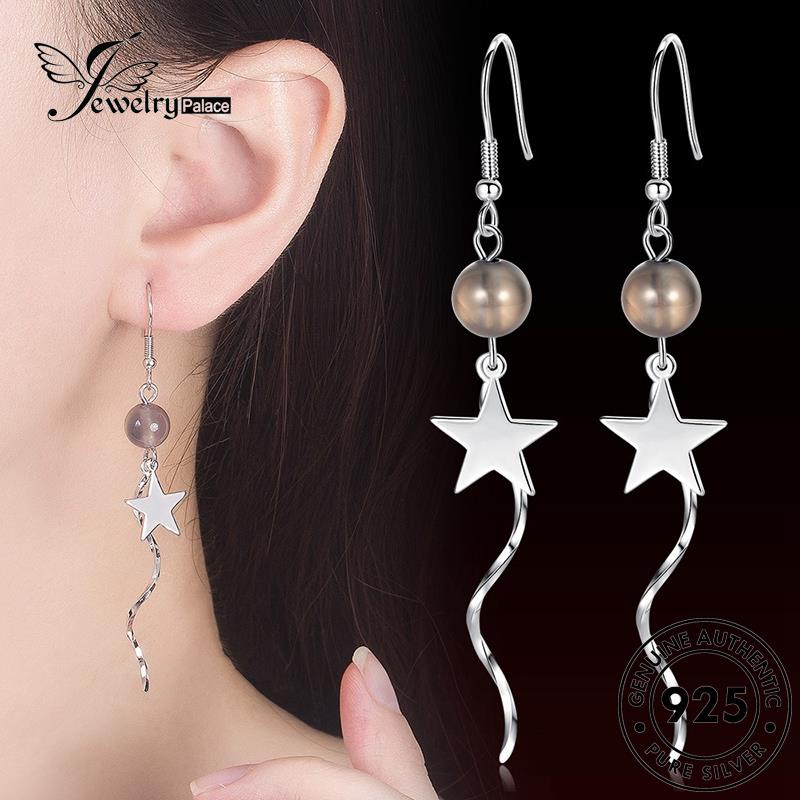 Jewelrypalace925 Wanita Pengait Emas Pentagram Batu Akik Manis Anting Perak Asli E590