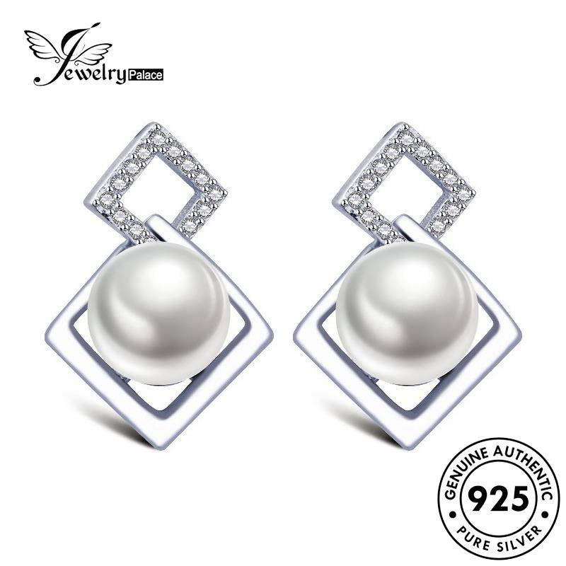 Jewelrypalace925mutiara Stud Anting Persegi Kepribadian Asli Wanita Perak E558