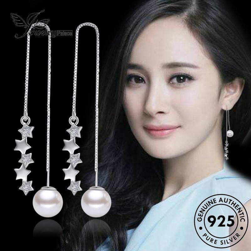 Jewelrypalace Anting Mutiara Perak Drop Pentagram Wanita Asli Lucu925 E645