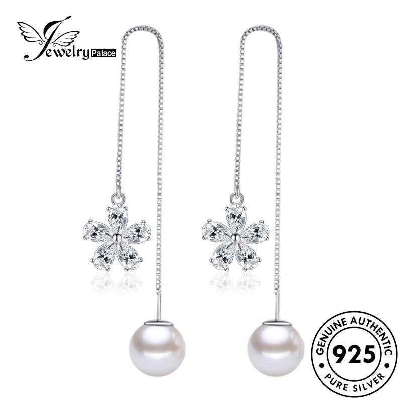 Jewelrypalace Anting Drop Temperamen Wanita Rumbai925Mutiara Perak Asli E623