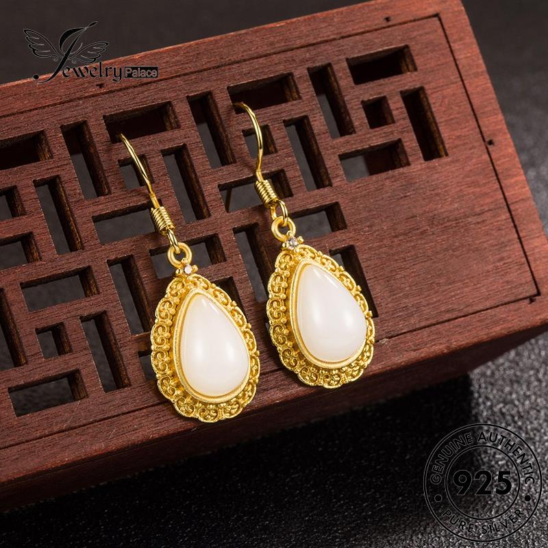 Jewelrypalace Anting Emas925 Giok Perak Asli Wanita Hook Lace Vintage E718