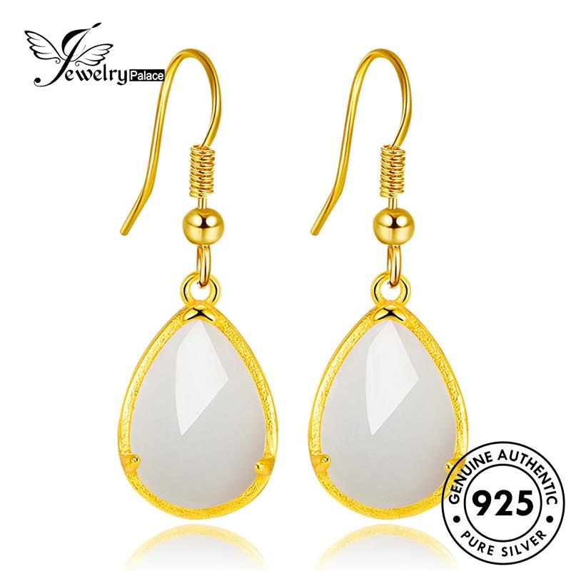 Jewelrypalace Anting Asli Giok Kreatif925 Perak Wanita Hook Water Gold Drop E728