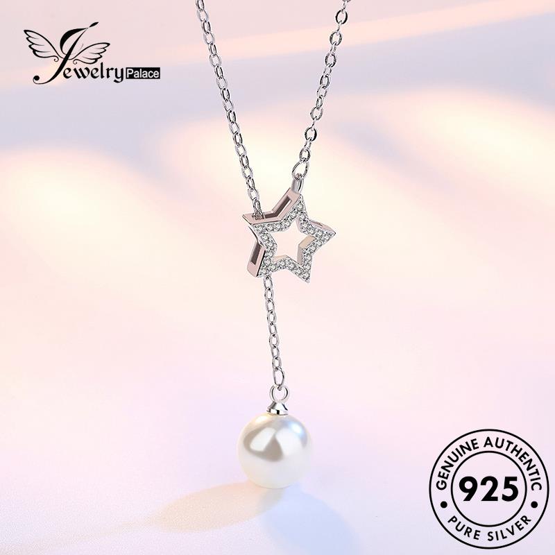 Jewelrypalace Silver Simple Berujung Lima Asli Bintang Wanita Kalung Mutiara925 N16