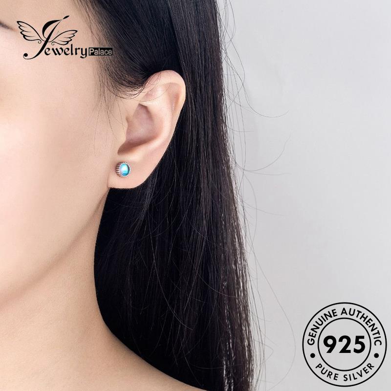 Perhiasantempat Wanita Stud Moonstone Anting Perak925 Love Elegant Asli E784