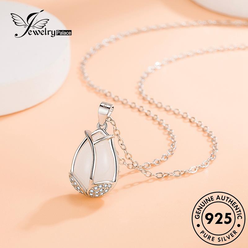 Tempat Perhiasanpajangan Wanita Fashion Emas Asli Silver Giok Tulip925 Kalung N197