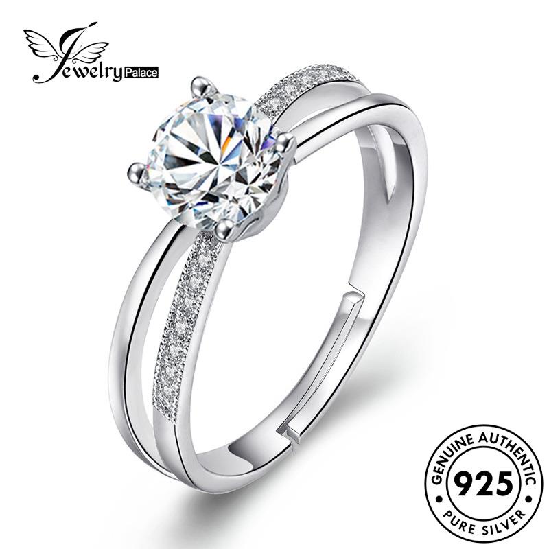 Jewelrypalace Original Cincin Moissanite Berlian Wanita Perak Silang925 Fashion R3