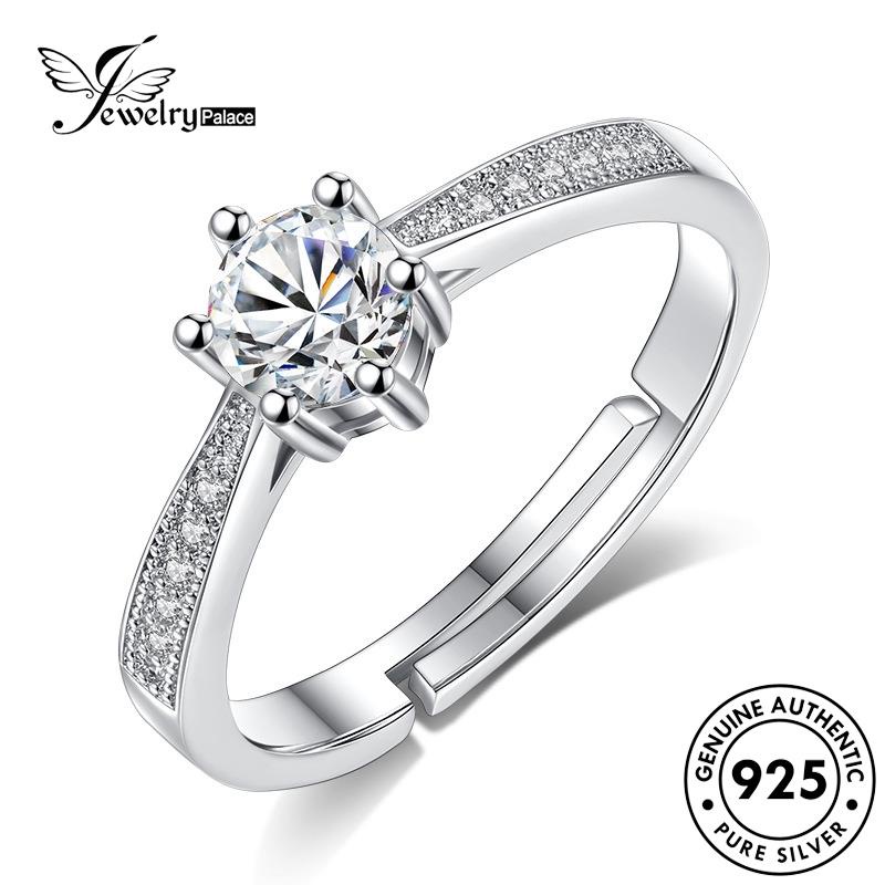 Jewelrypalace Asli Enam Perak925 Wanita Berlian Cincin Cakar Fashion Moissanite R6