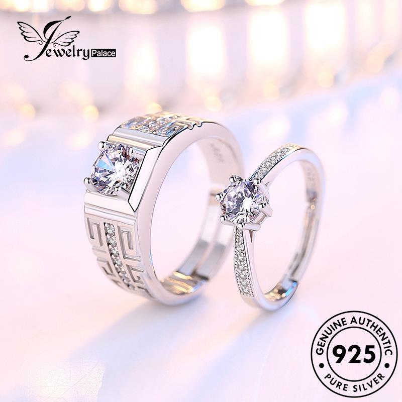 Jewelrypalace Perak925 Cincin Asli Fashion Moissanite Berlian Couple R47