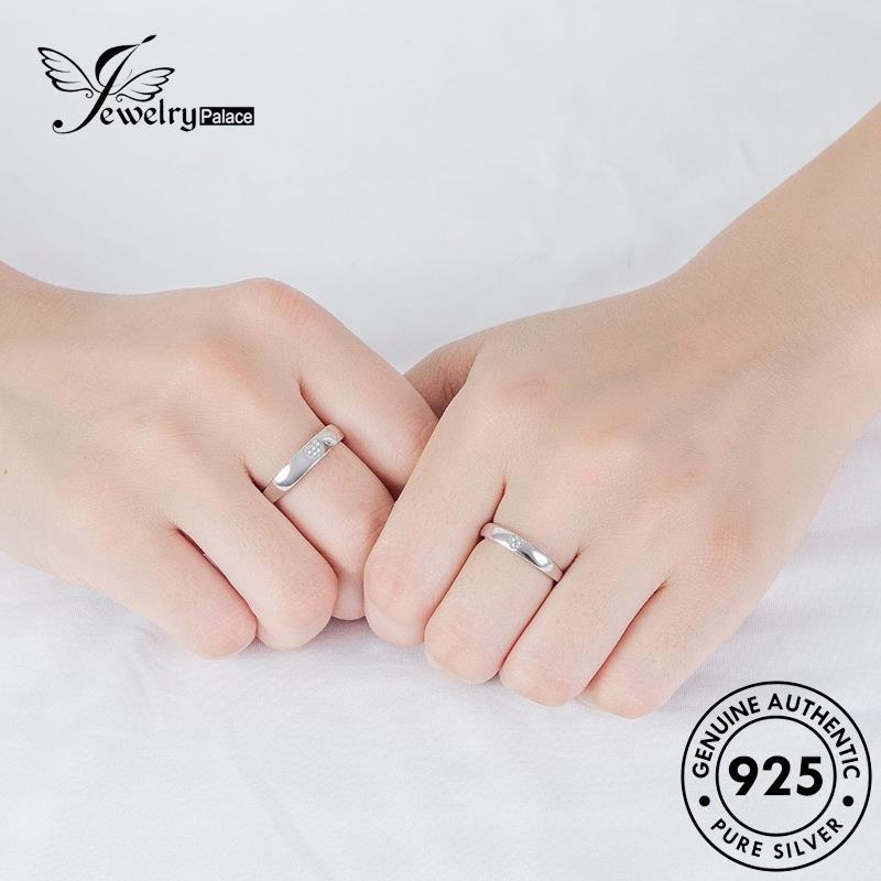 Jewelrypalace Berlian Simple Love Cincin Couple925 Perak Moissanite Asli R87