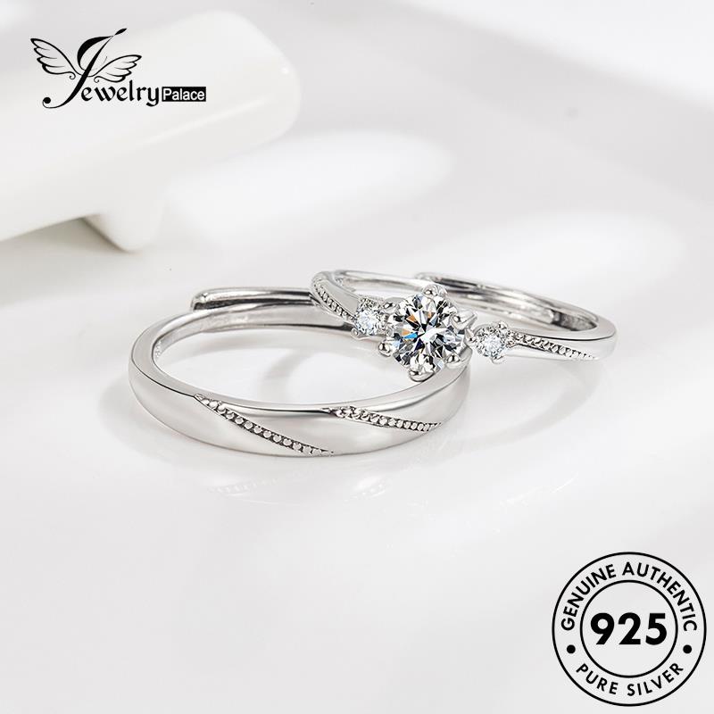 Jewelrypalace Original At Elegant First Moissanite Cincin Perak Love Pasangan Diamond Sight925 R119