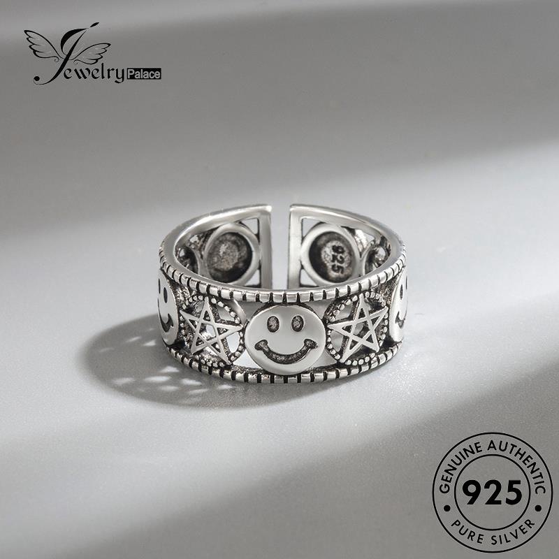 Jewelrypalace Cincin Retro Wanita Perak Smiley Asli925 R188