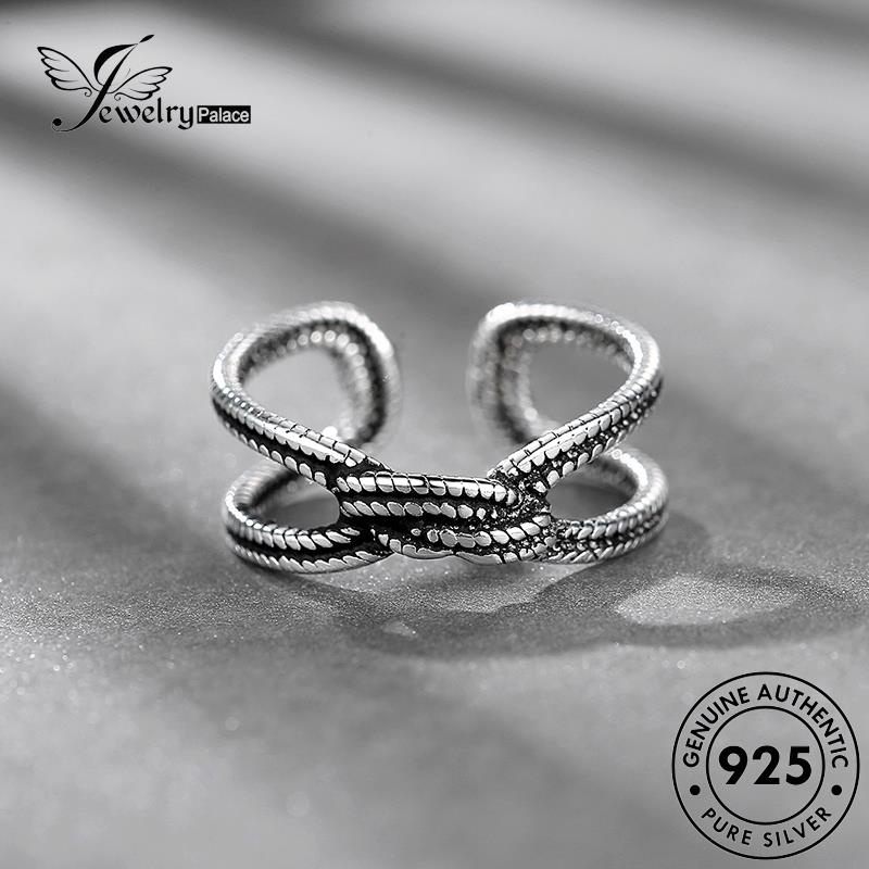 Jewelrypalace Cincin Perak Twist Retro925 Twine Wanita Asli R204