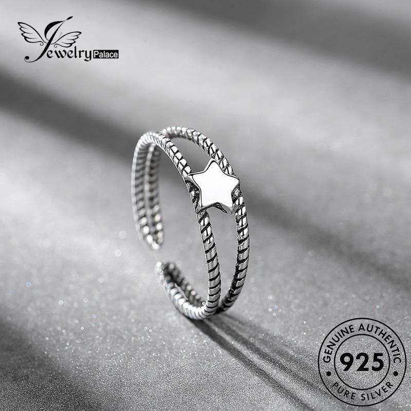 Jewelrypalace Cincin Punk Perak925 Pentagram Wanita Asli R275