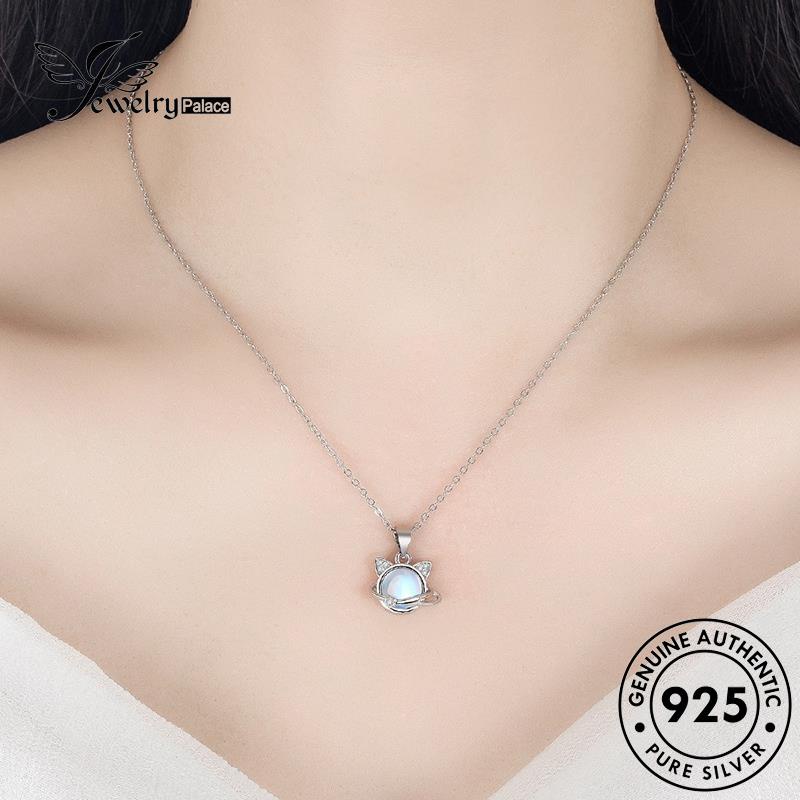 Jewelrypalace Kalung 925set Manis Asli Opal Kucing Wanita Perak S28