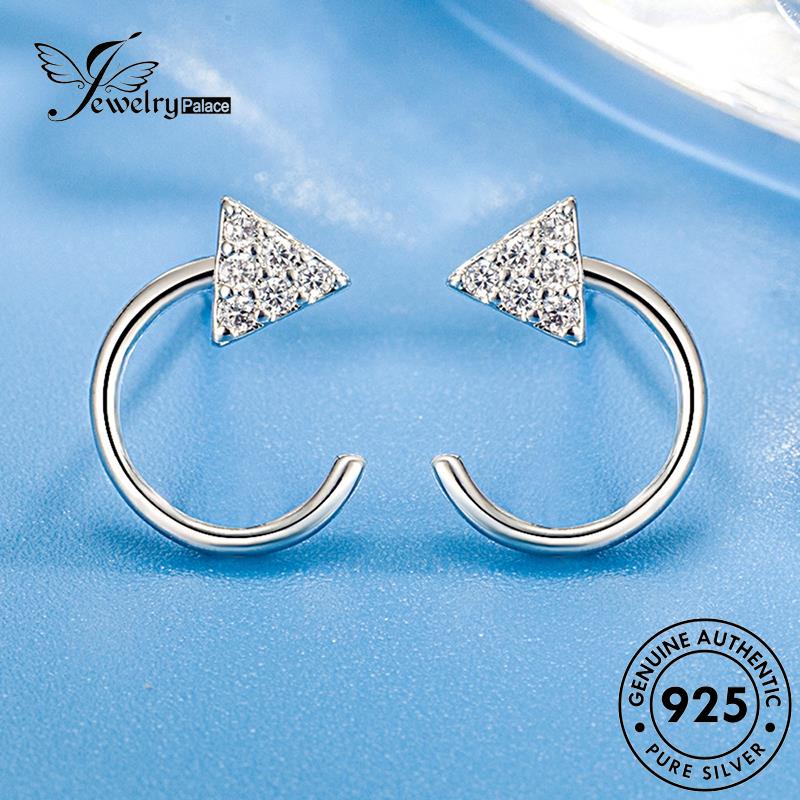 Jewelrypalace 925liter Stud Anting Potong Rambut Berlian Wanita Moissanite Perak Asli E804