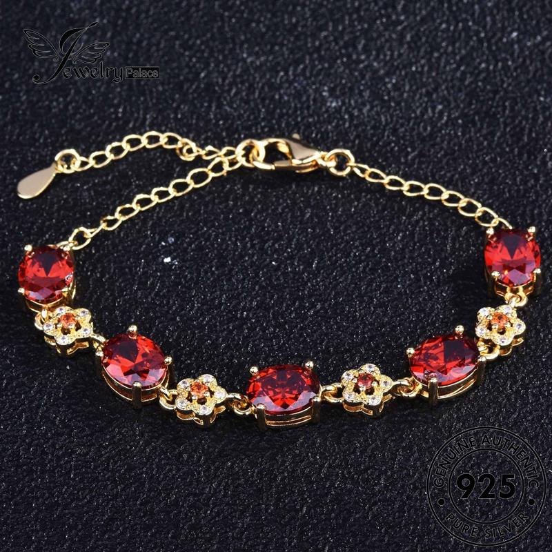 Jewelrypalace Gelang Emas Perak Asli925Bunga Ruby Wanita The B272