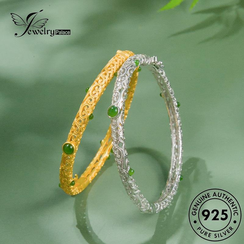 Jewelrypalace Style Gelang Emerald Perak Asli Wanita Sidang925 Emas B304