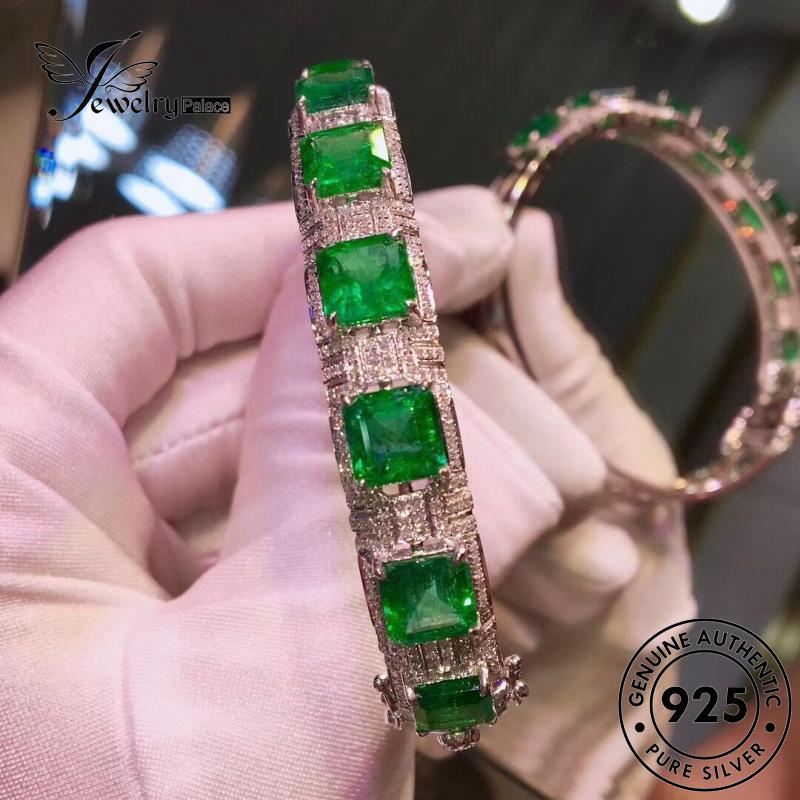 Perhiasantempat Gelang Emerald Perak Wanita Asli Mulia925 B529