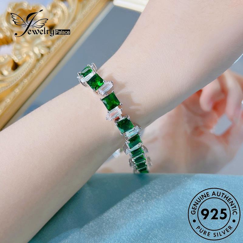 Jewelrypalace Gelang Mewah Perak Berlian Asli925 Emerald Square Wanita B566