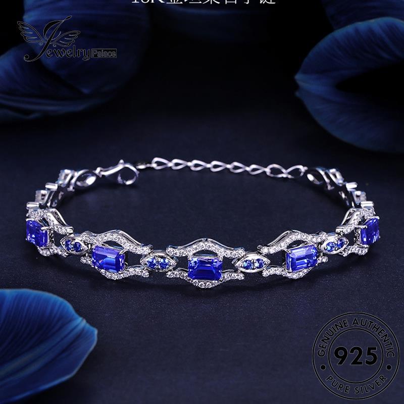 Jewelrypalace Asli Wanita Perak925 Gelang Kotak Sapphire B568