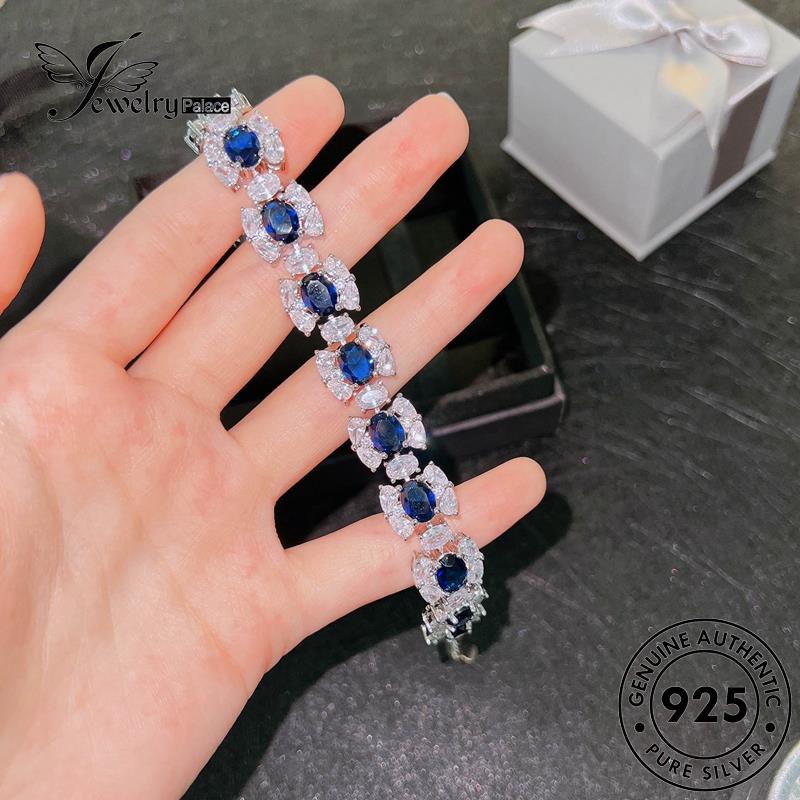 Jewelrypalace Square Asli Sapphire Wanita925 Gelang Perak B572