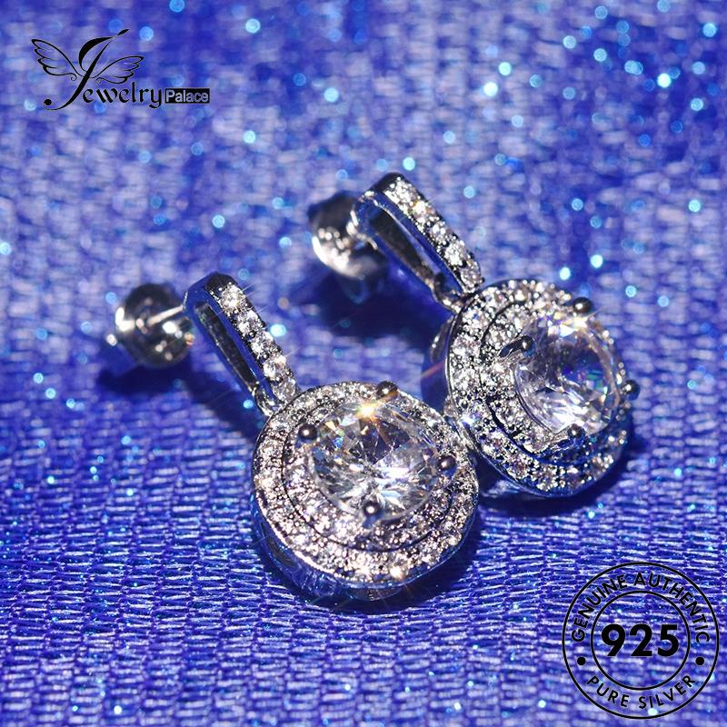 Jewelrypalace Emas Asli925 Berlian Moissanite Wanita Anting Perak Stud Bulat E164