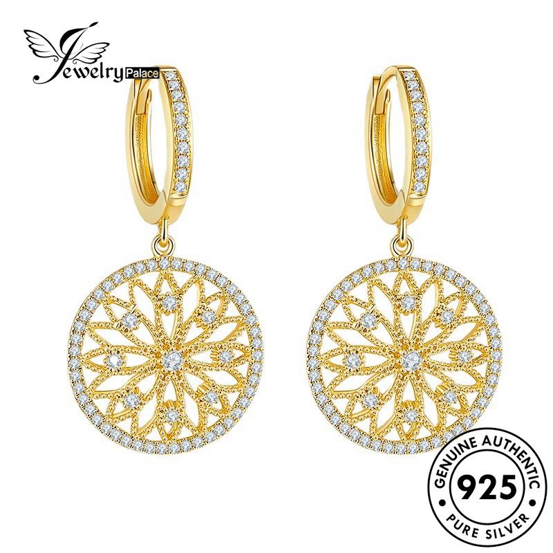 Jewelrypalace Anting Perak Hoop Dreamcatcher925 Moissanite Asli Anting Emas Berlian Wanita E191